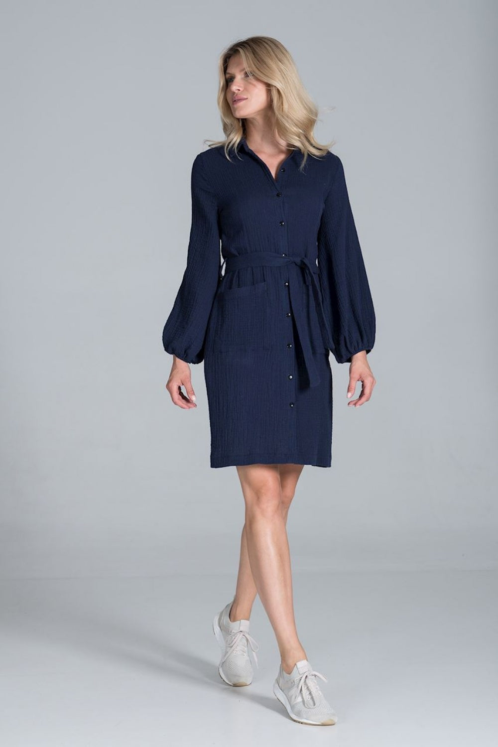 Figl Navy Midi Long Sleeve Dress - view 2