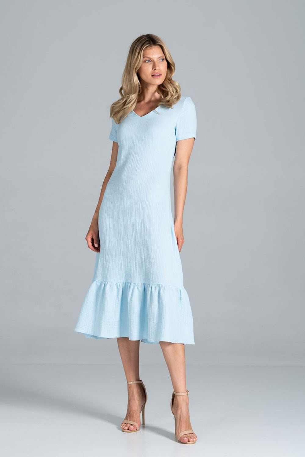 Figl Sky Blue Midi Flared Dress