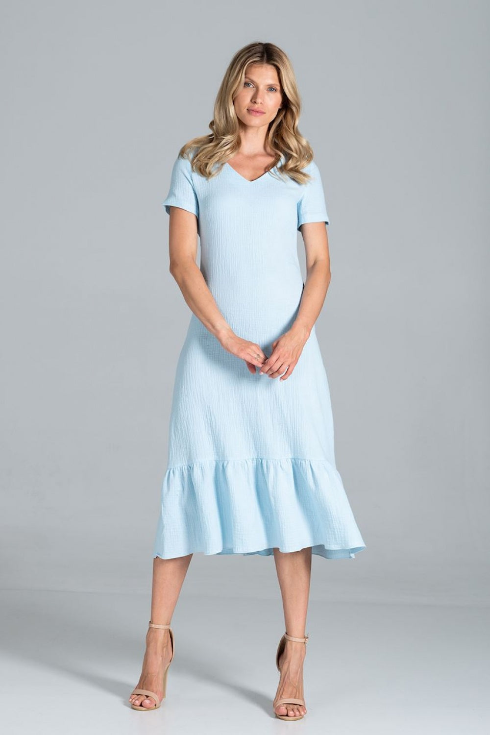 Figl Sky Blue Midi Flared Dress - view 2