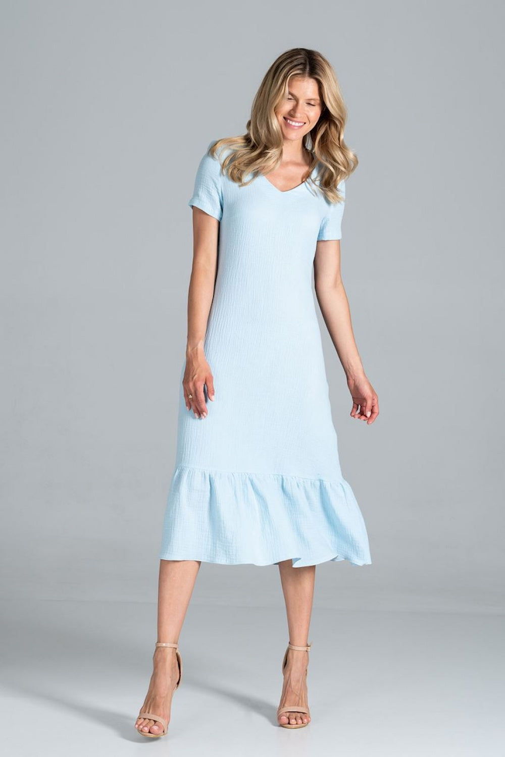 Figl Sky Blue Midi Flared Dress - view 4