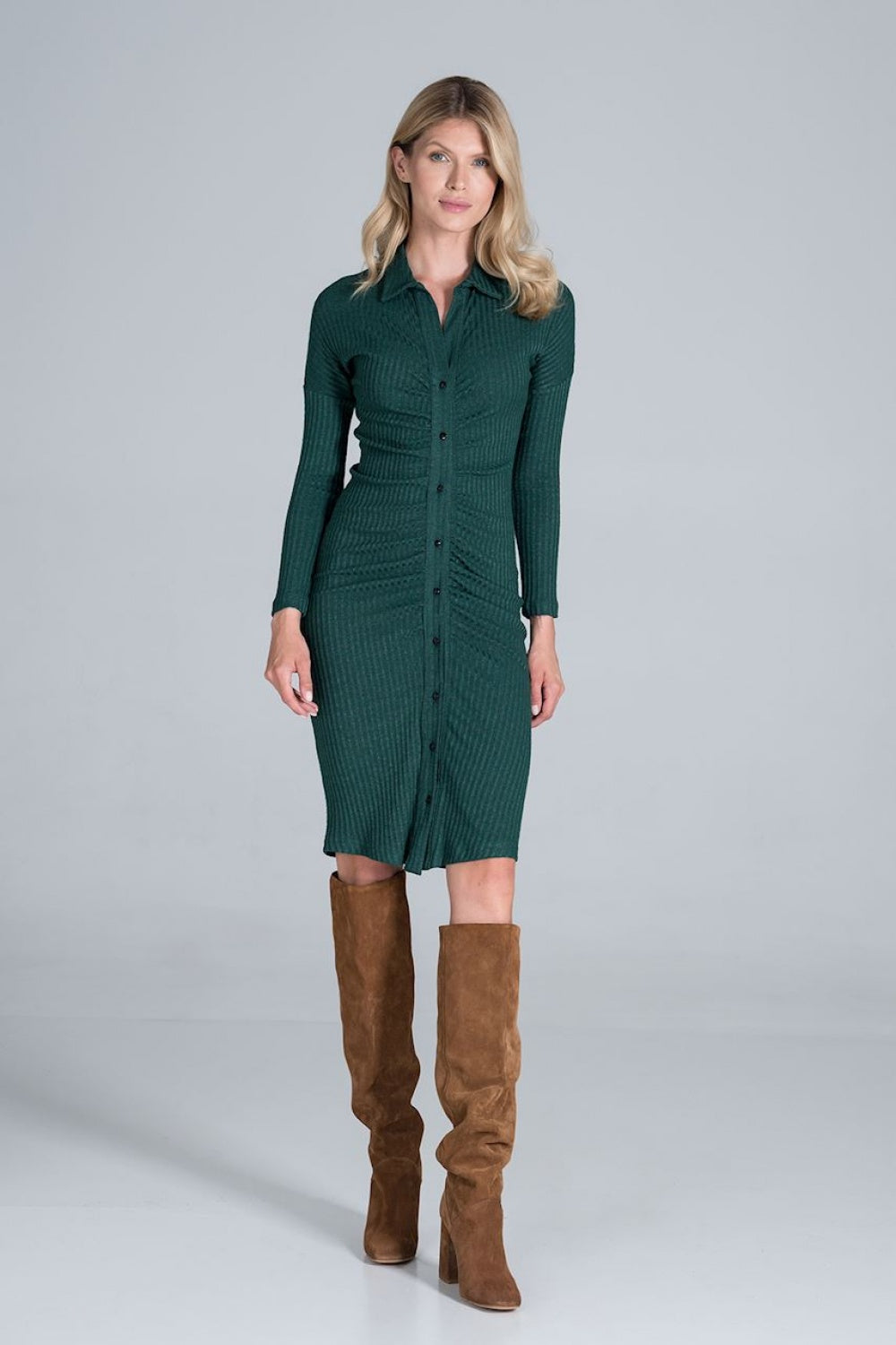 Figl Green Midi Knitted Dress