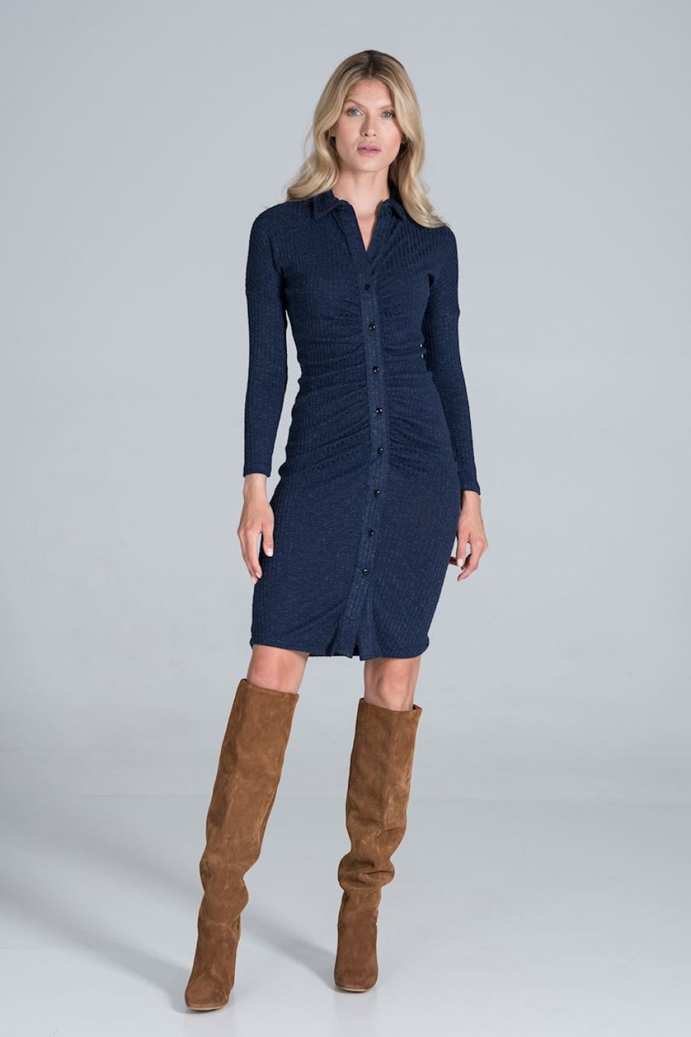 Figl Navy Midi Knitted Dress