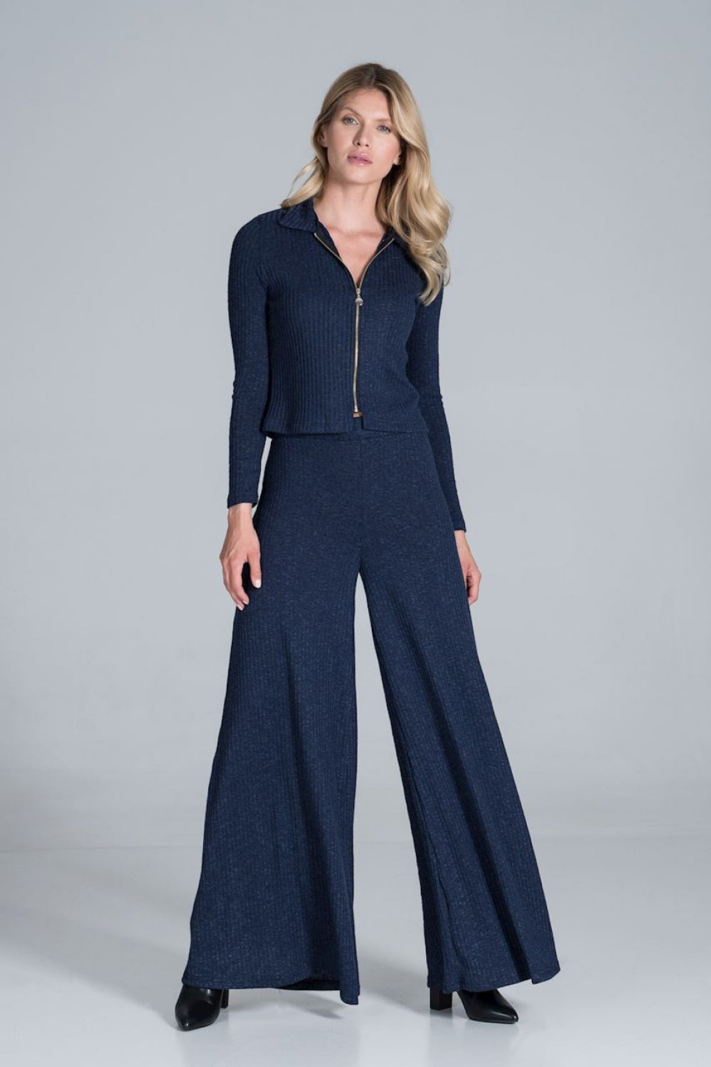 Figl Navy Knitted Long Sleeve Blouse - view 2