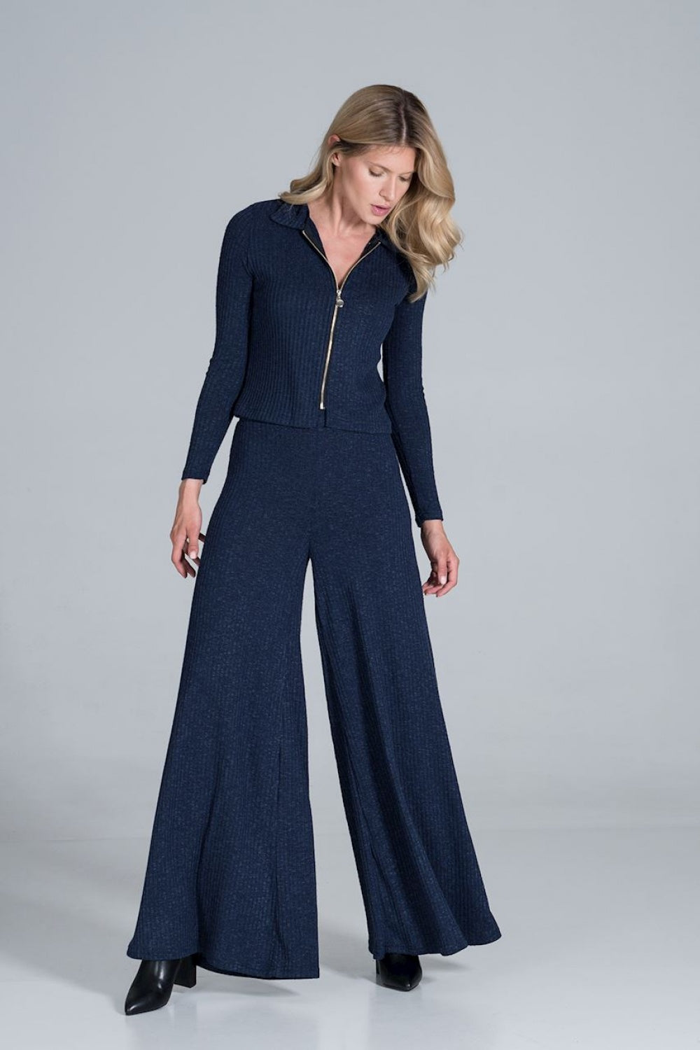 Figl Navy Knitted Long Sleeve Blouse - view 4