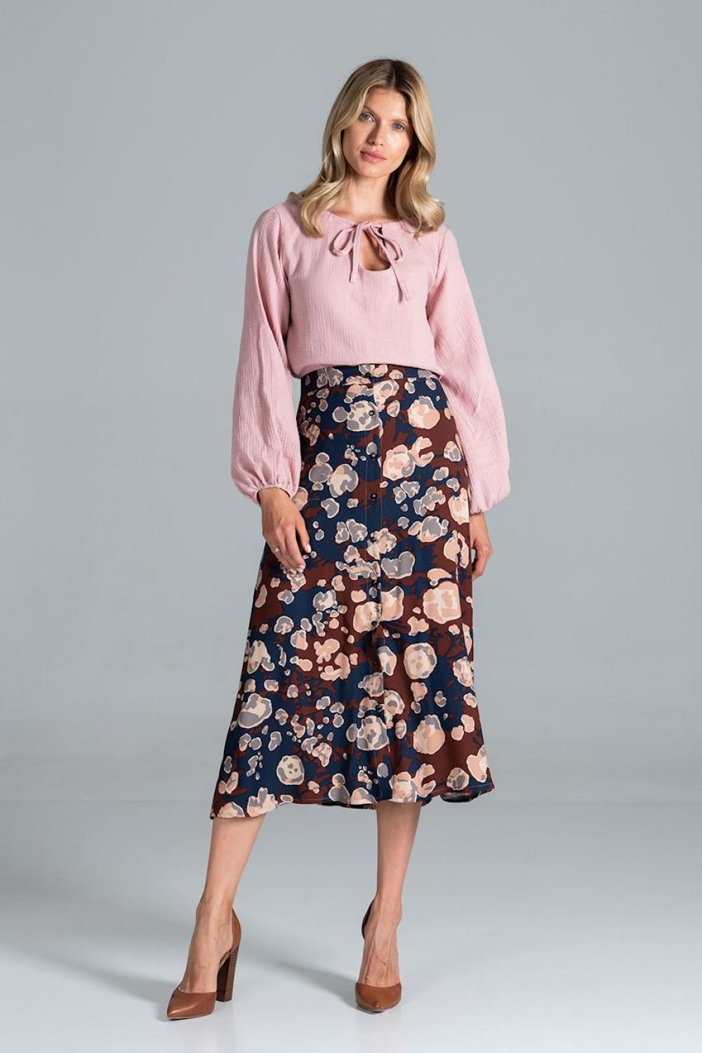 Figl Pink Round Neck Long Sleeve Blouse - view 2