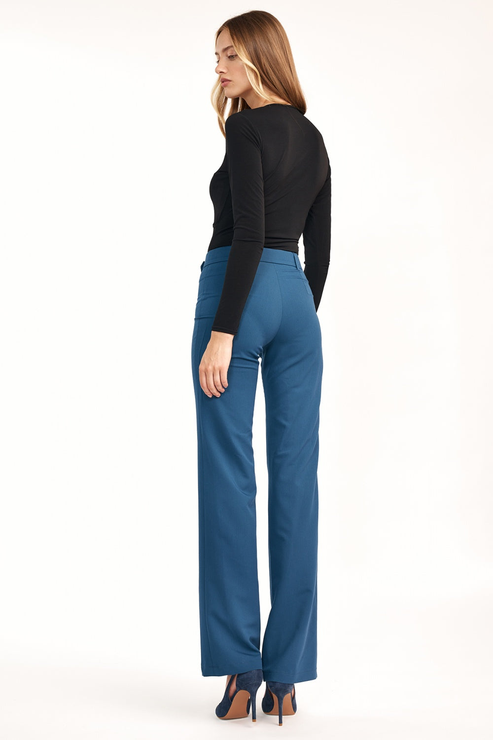 Nife Azure Blue Flared Trousers - view 4