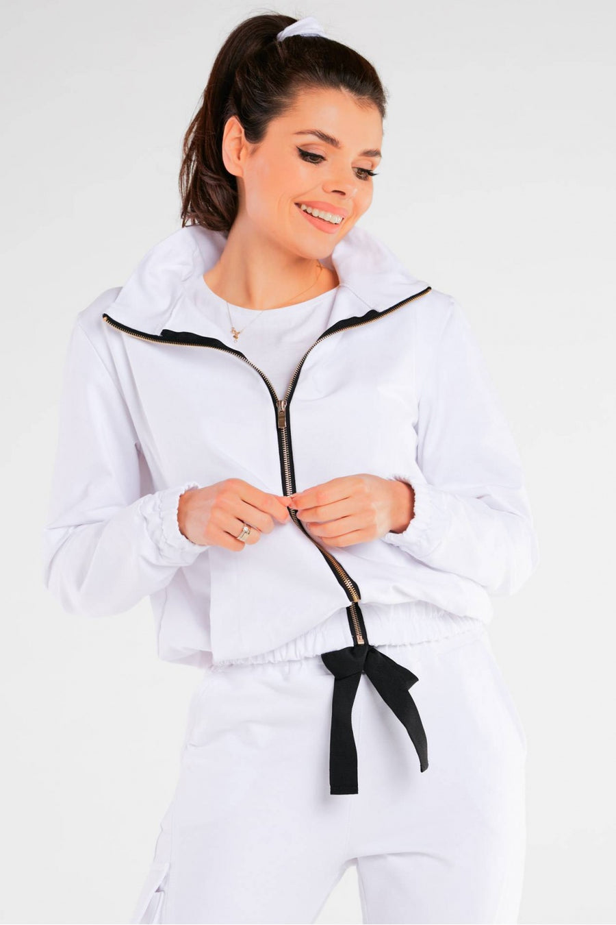 Infinite You White Hooded Zip Up Sweatshirt