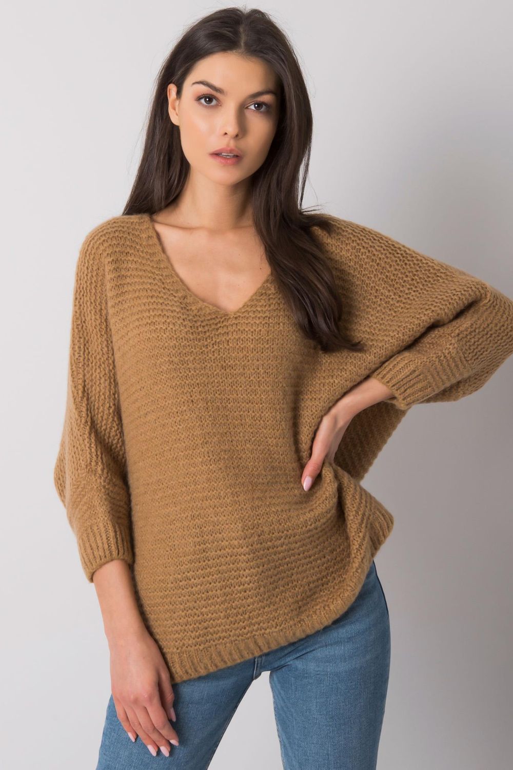 Och Bella Camel Oversized Long Sleeve Jumper - view 2
