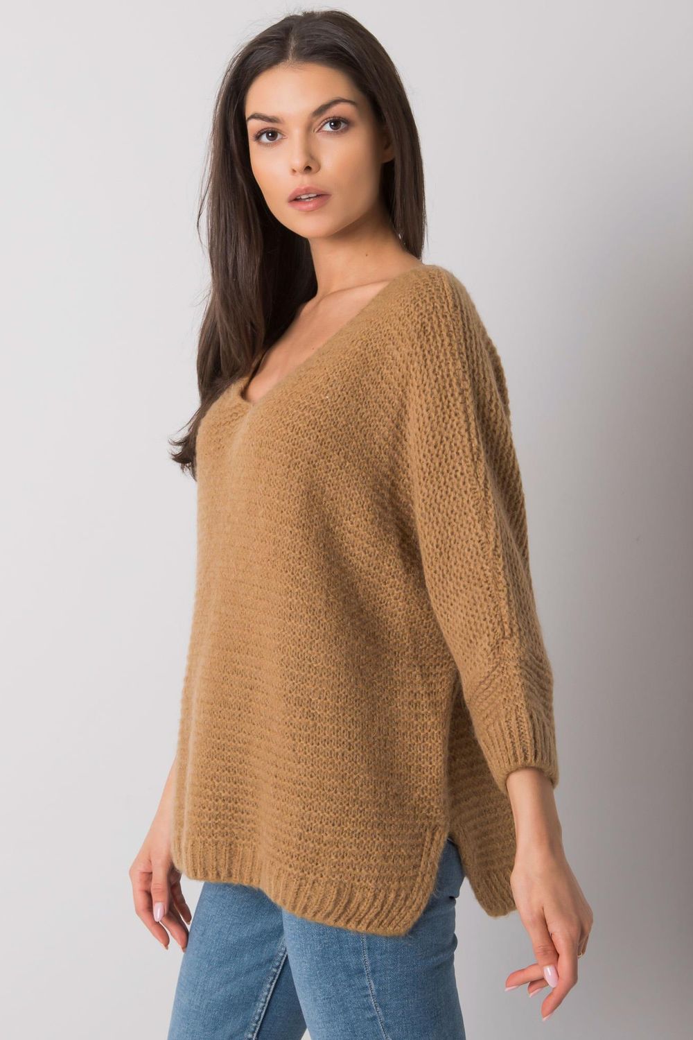 Och Bella Camel Oversized Long Sleeve Jumper - view 3