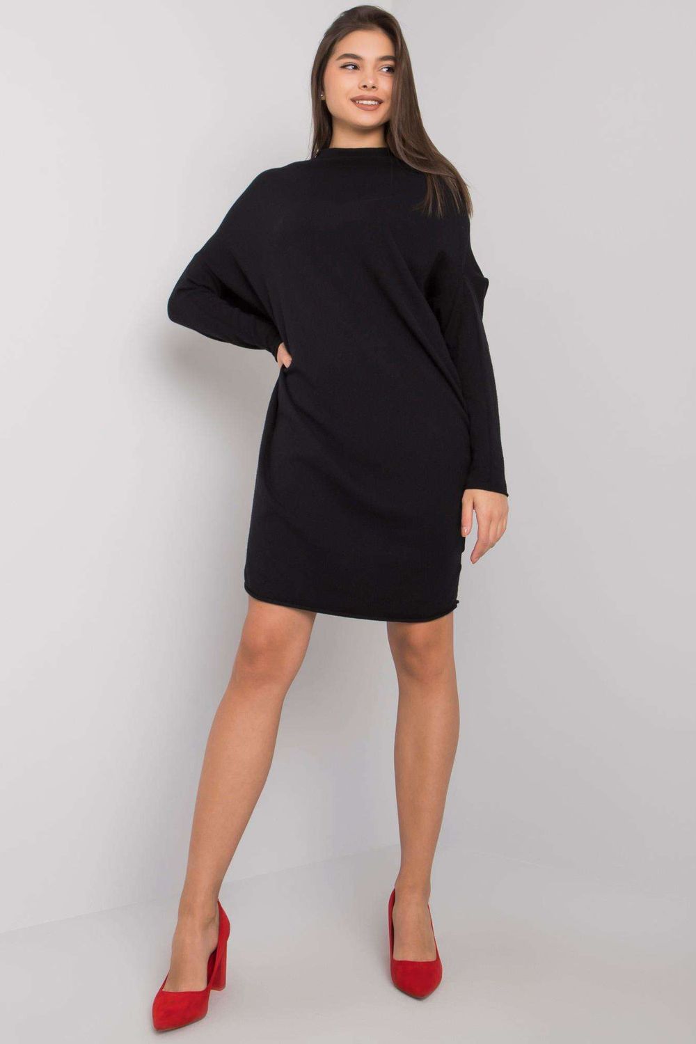 Och Bella Black Knitted Long Sleeve Dress