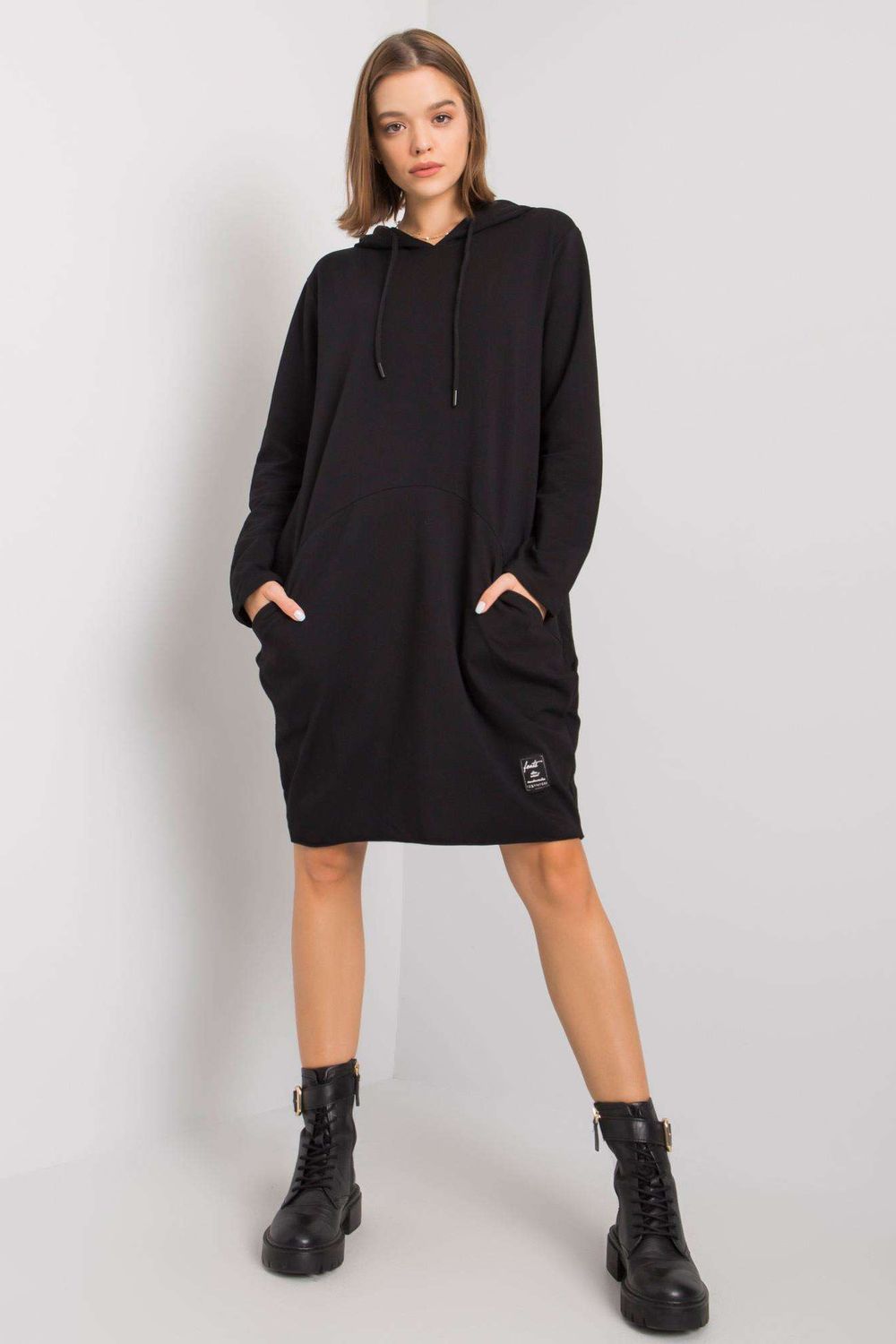 Relevance Black Cotton Long Sleeve Dress