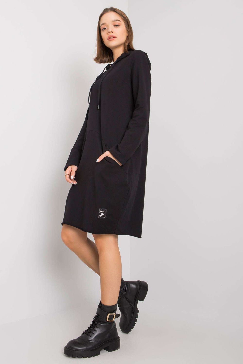 Relevance Black Cotton Long Sleeve Dress - view 2