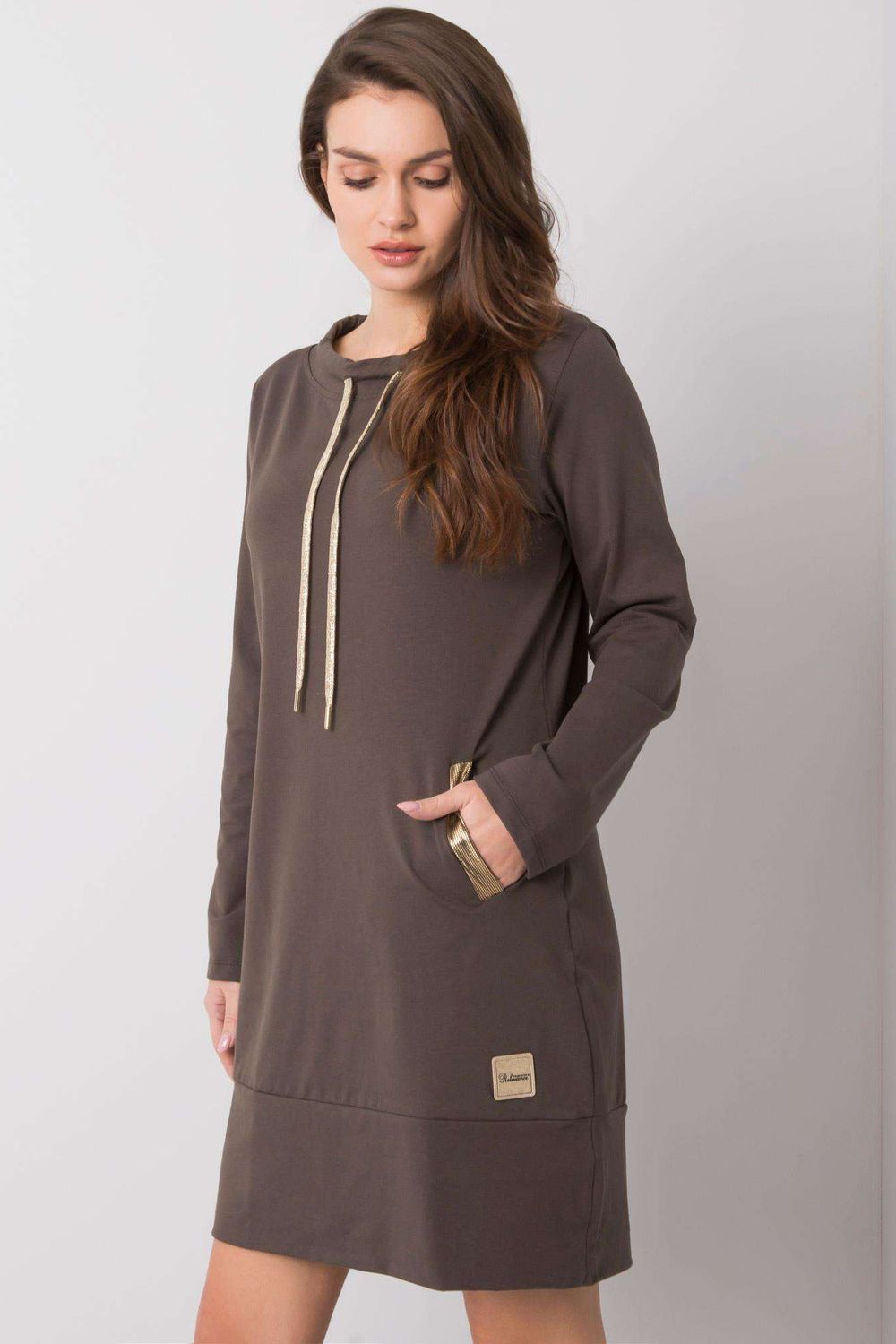 Relevance Khaki Long Sleeve Dress - view 3