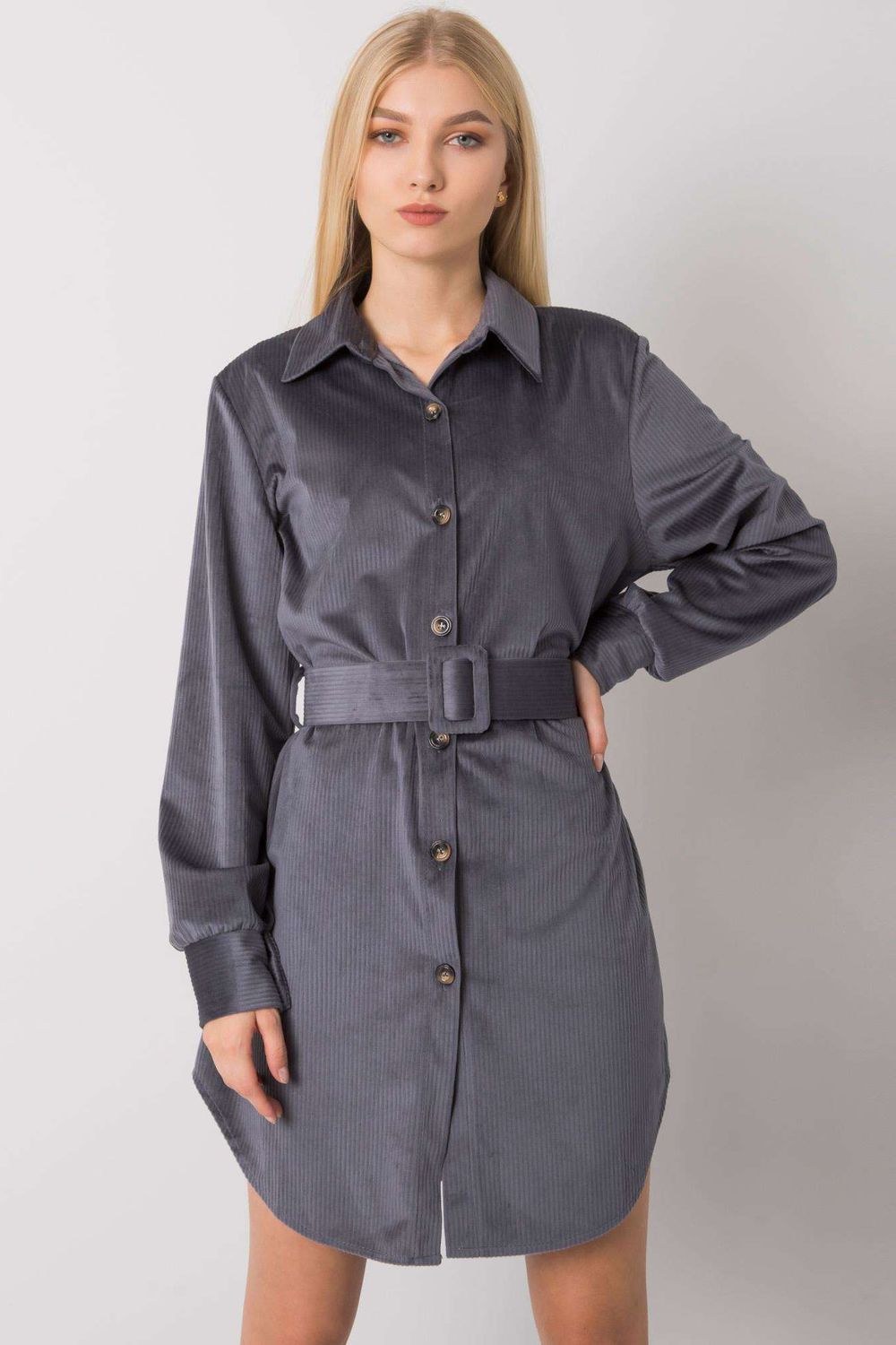 Italy Moda Graphite Long Sleeve Dress - view 2