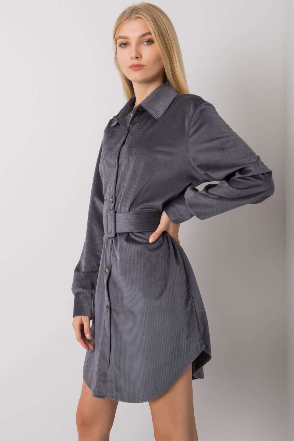 Italy Moda Graphite Long Sleeve Dress - view 3