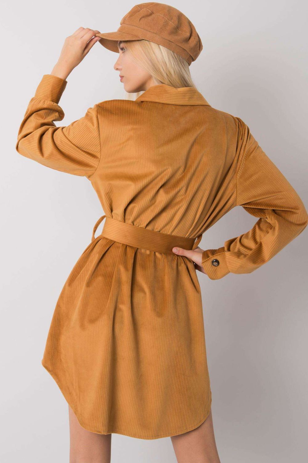 Italy Moda Camel Polyester Long Sleeve Dress - view 3