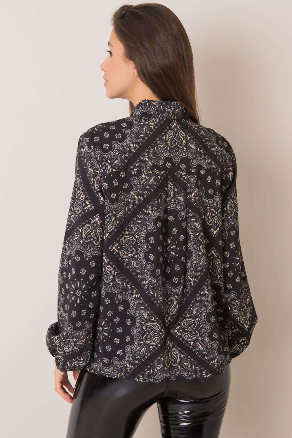 Italy Moda Black Polyester Long Sleeve Blouse - view 3
