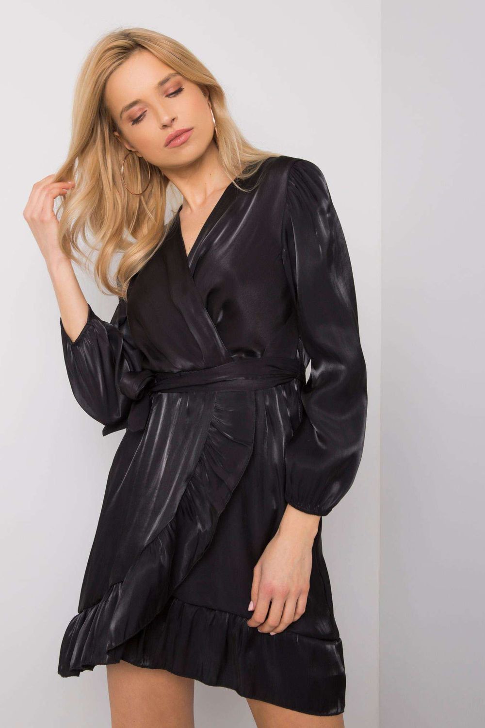 Italy Moda Black Long Sleeve Evening Dress - view 2