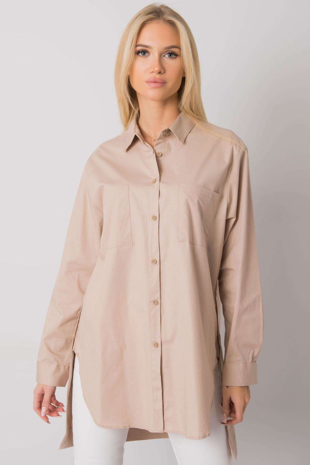 Ex Moda Beige Cotton Long Sleeve Top - view 2