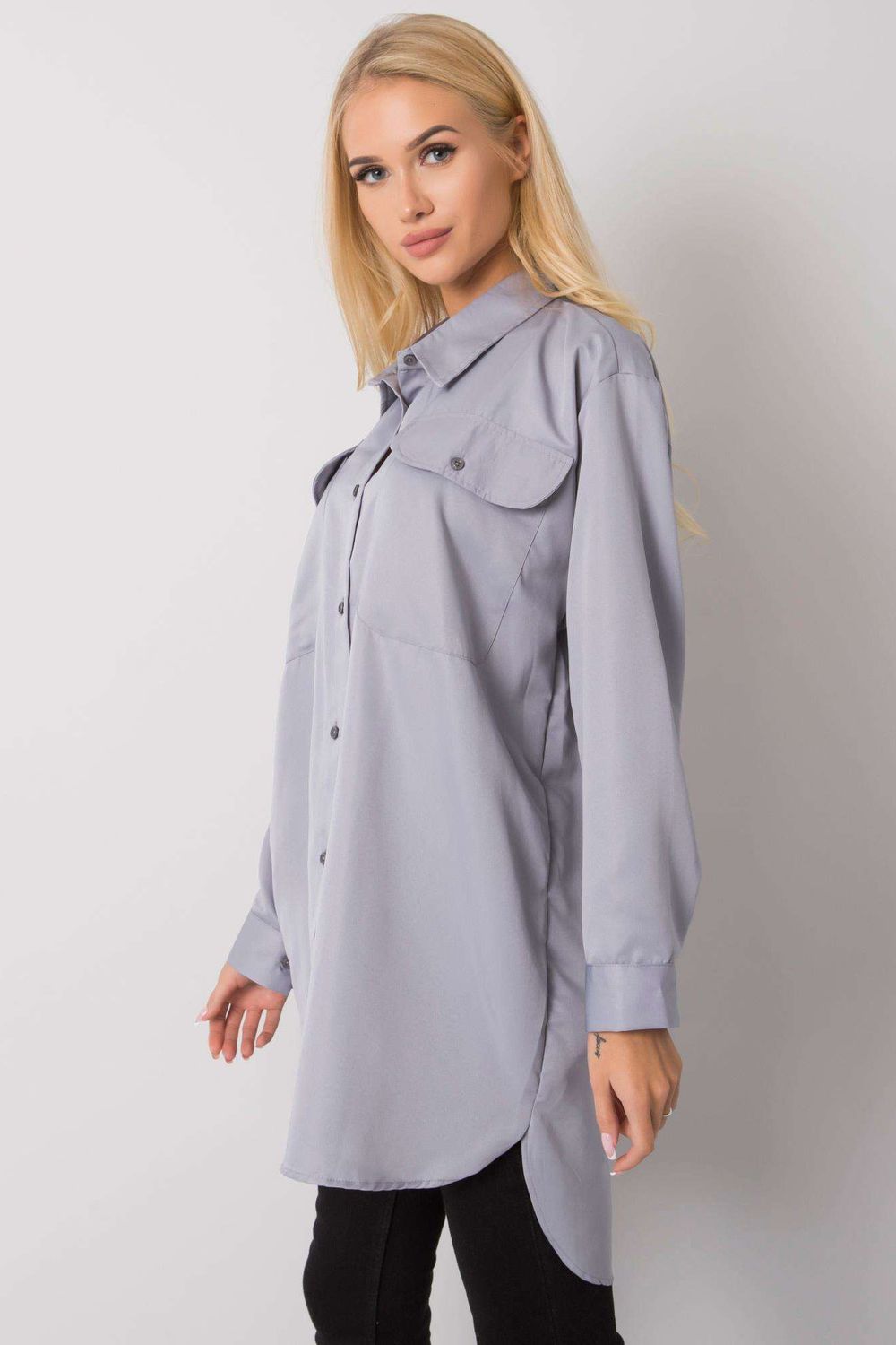 Ex Moda Grey Cotton Long Sleeve Top - view 2