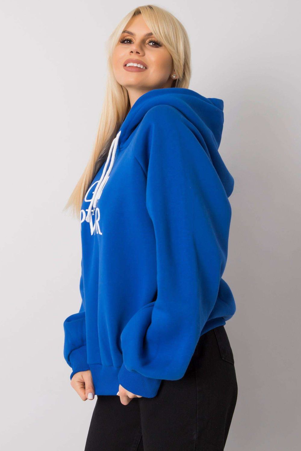 Ex Moda Cobalt Blue Oversized Hooded Sweatshirt - view 2