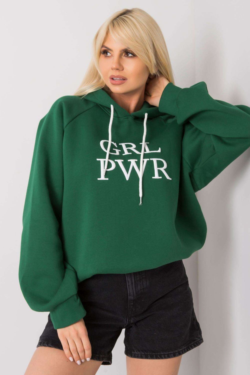 Ex Moda Dark Green Oversized Hooded Sweatshirt - view 2