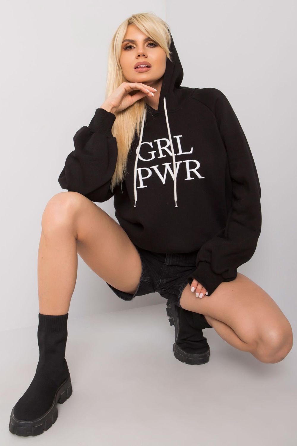 Ex Moda Black Oversized Hooded Sweatshirt - view 2