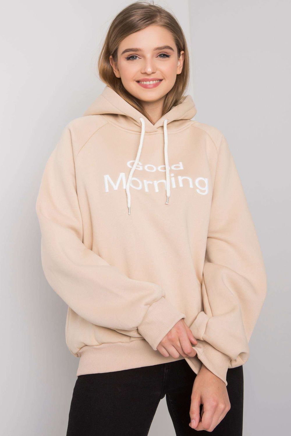 Ex Moda Beige Hooded Sweatshirt