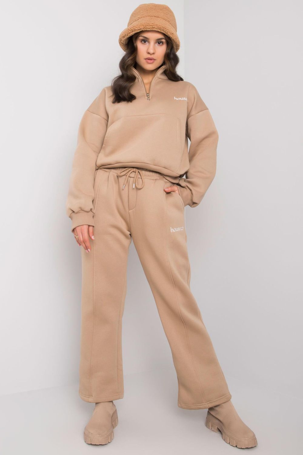 Ex Moda Dark Beige Long Sleeve Co-Ord Set