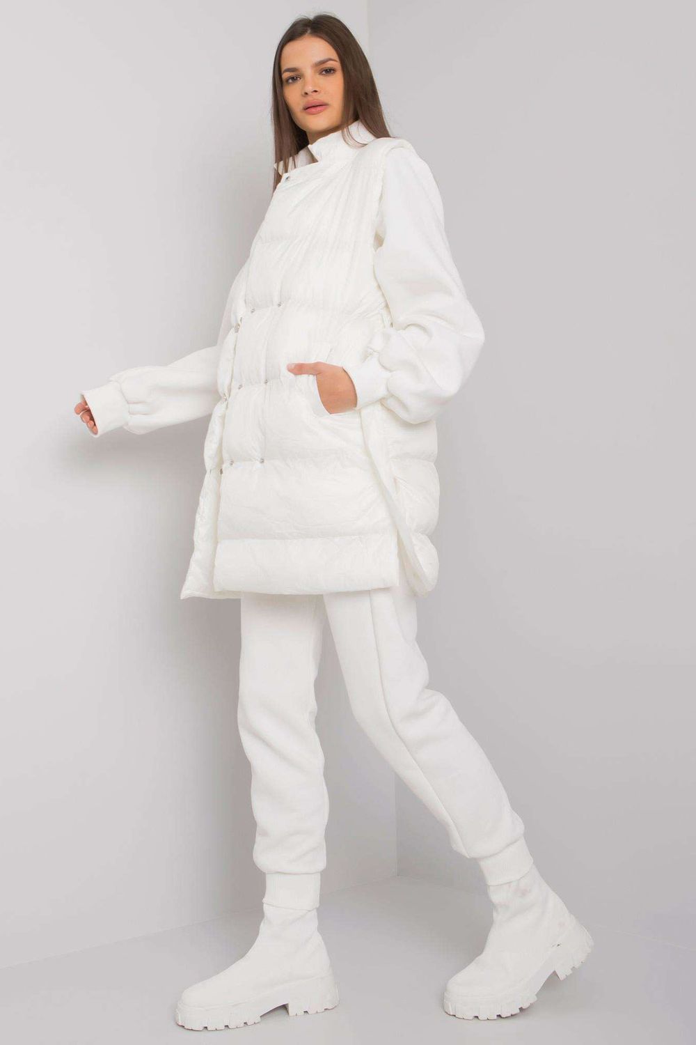 Ex Moda Ecru Straight Long Sleeve Co-Ord Set - view 2