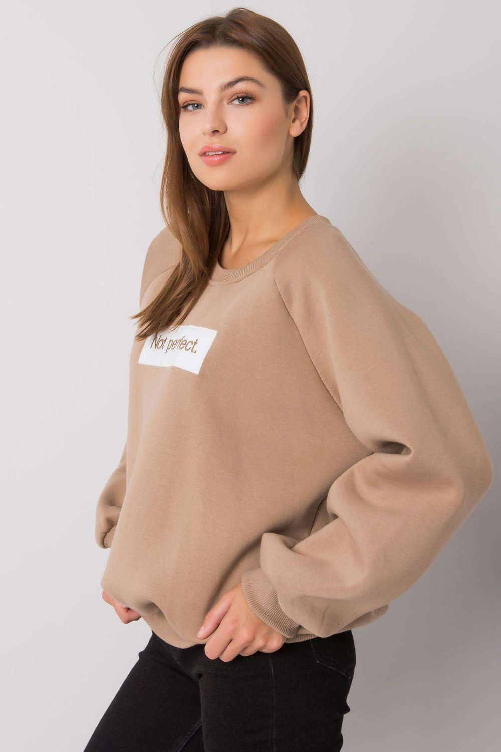 Ex Moda Beige Hooded Long Sleeve Cotton Sweatshirt - view 2
