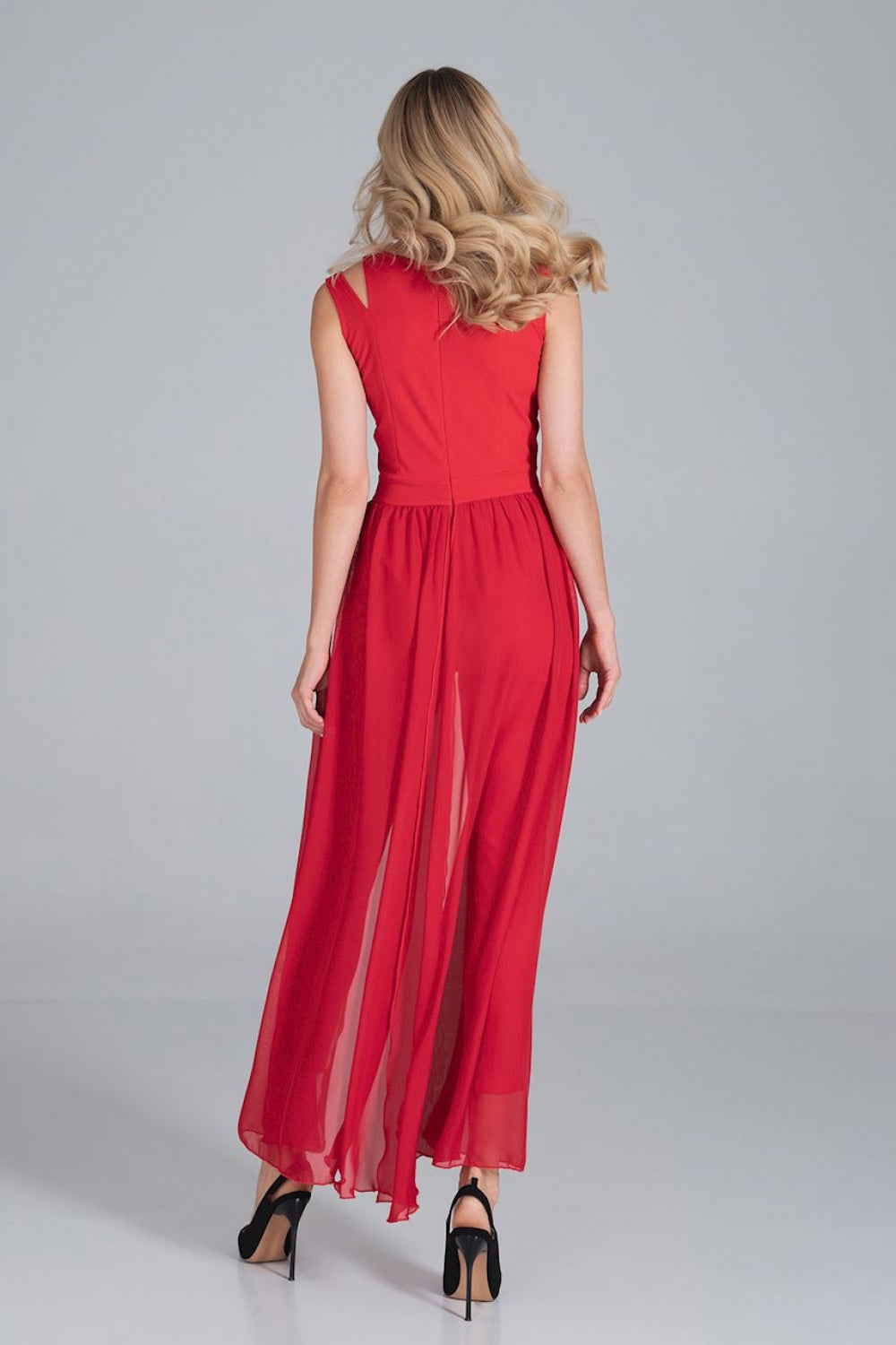 Figl Red Chiffon Sleeveless Jumpsuit - view 3