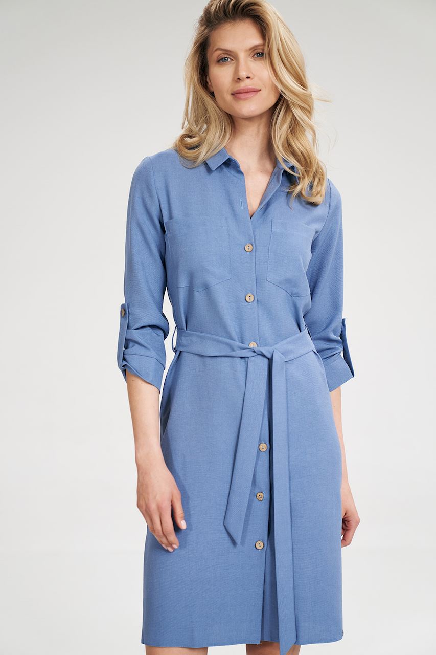 Figl Blue Button Front Dress