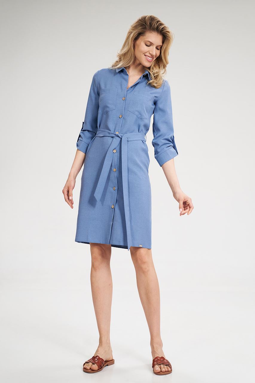 Figl Blue Button Front Dress - view 2