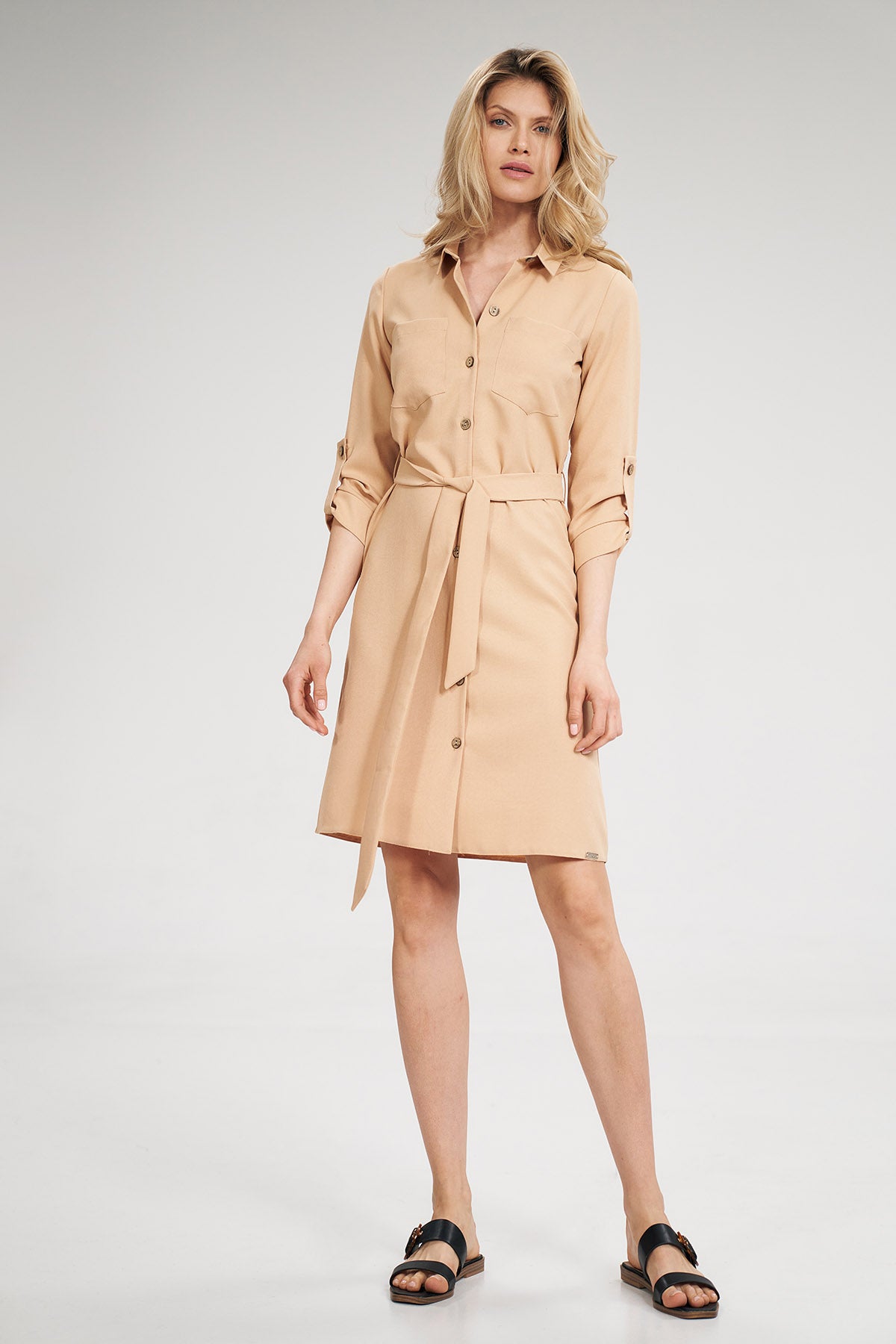 Figl Beige Button Front Dress - view 2