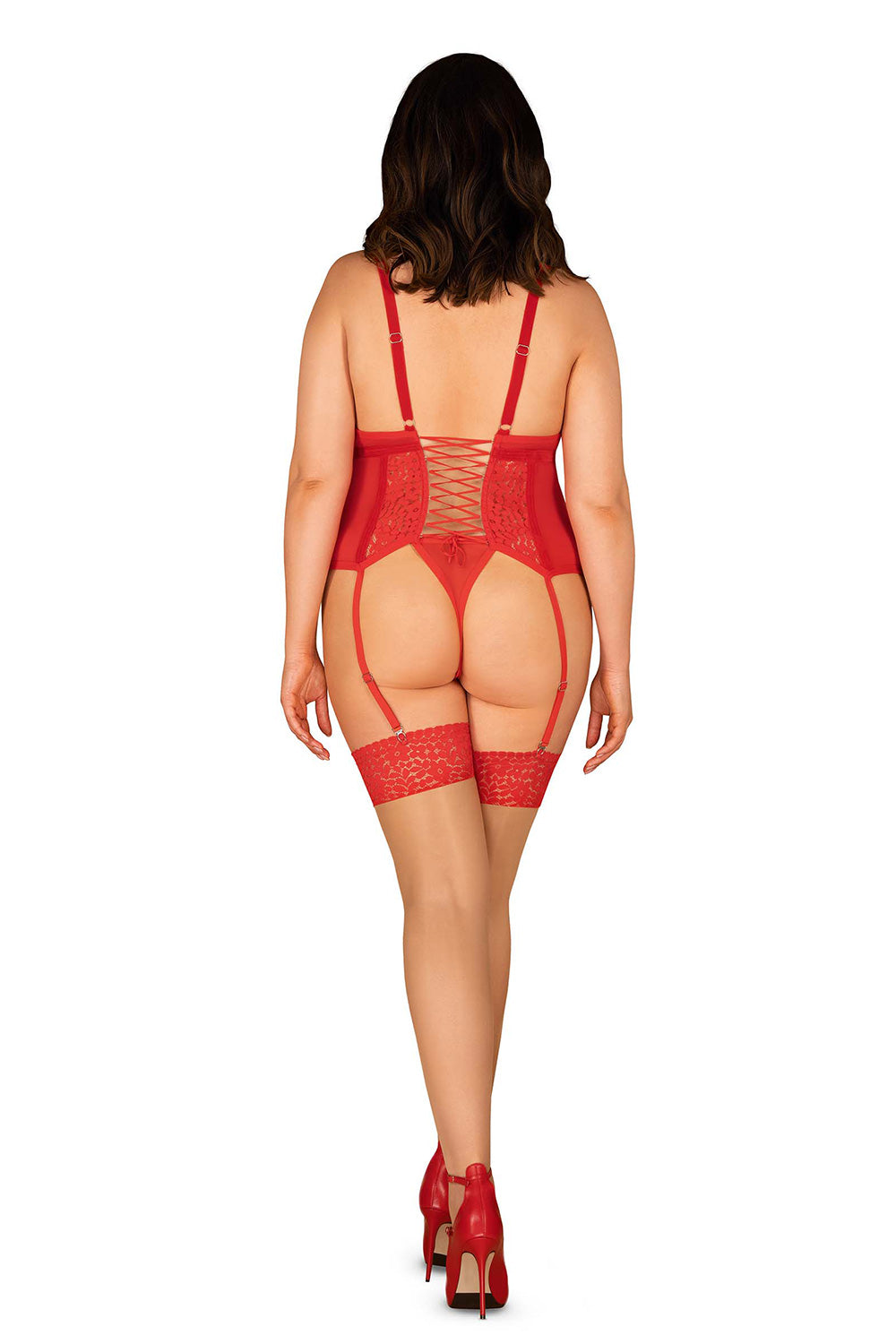 Obsessive Gorset Blossmina Red Floral Sexy Lingerie Set - view 2