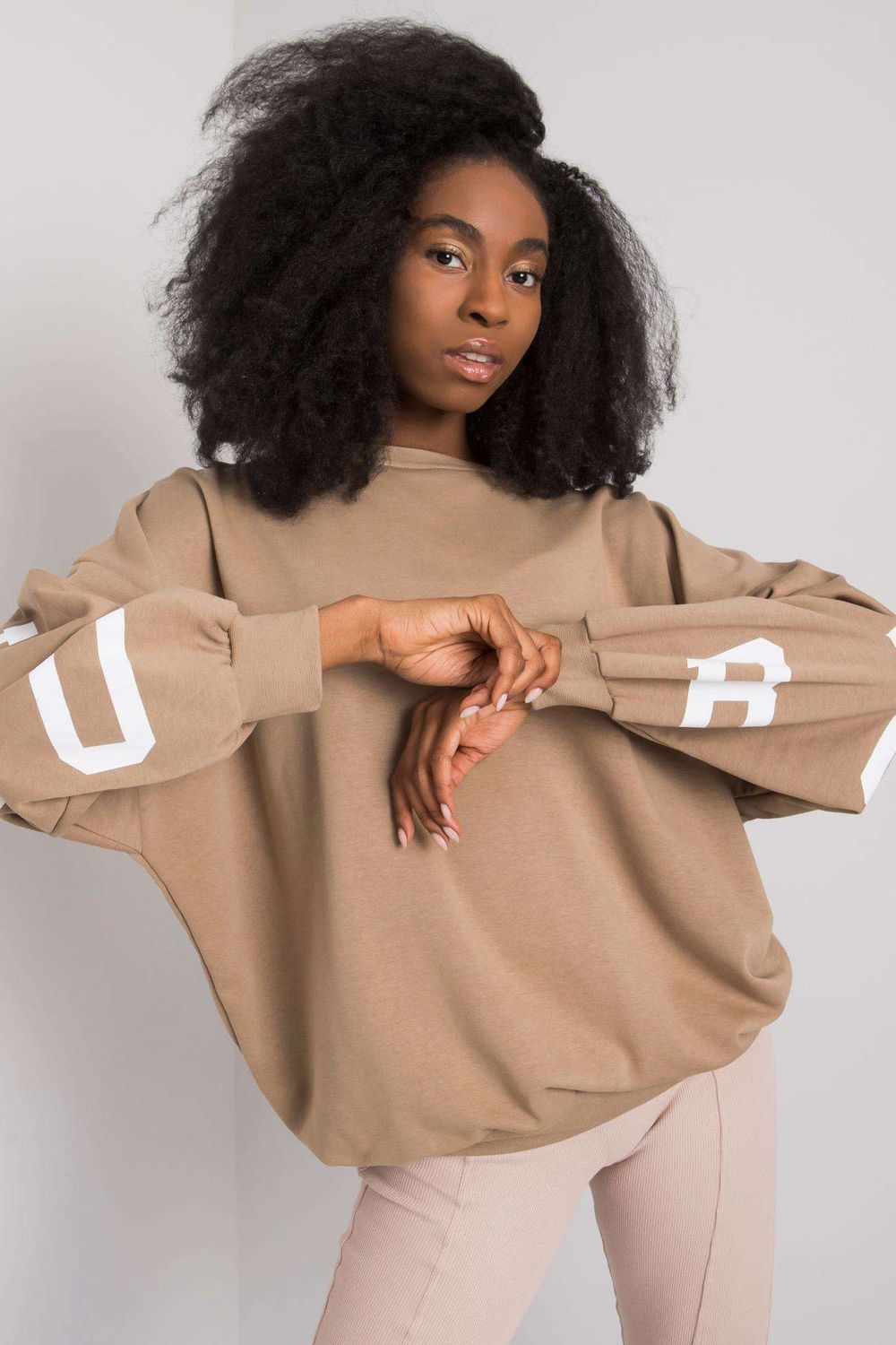 Ex Moda Beige Long Sleeve Sweatshirt