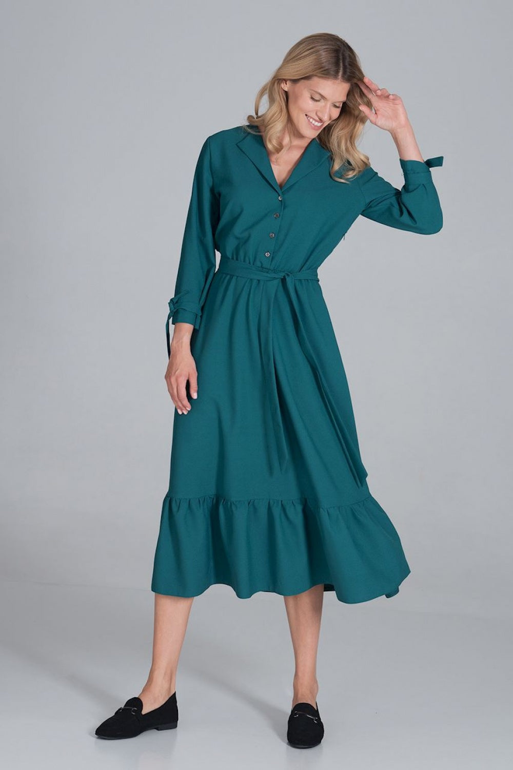 Figl Green Maxi Flared Dress
