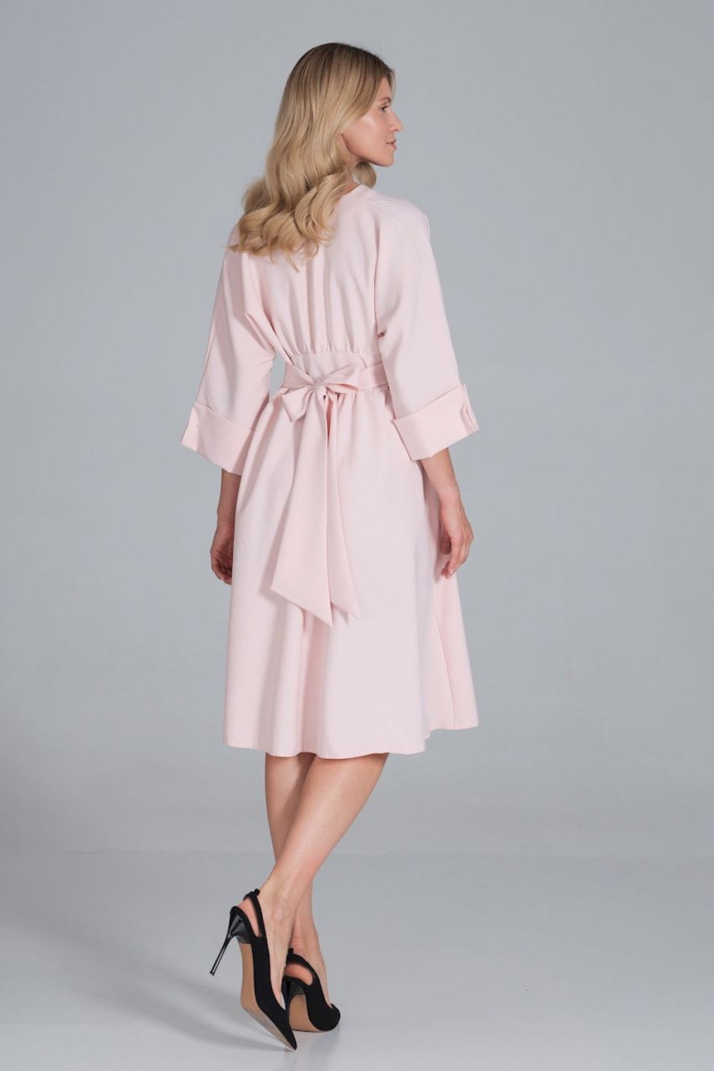 Figl Pink Polyester Midi Flared Dress - view 3