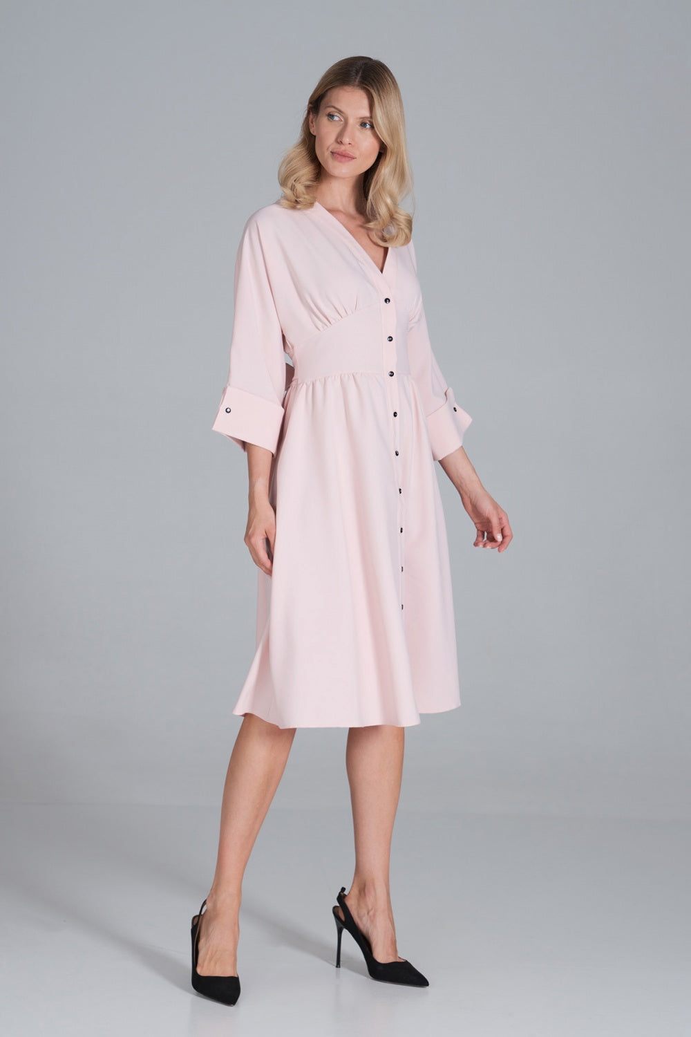 Figl Pink Polyester Midi Flared Dress - view 4