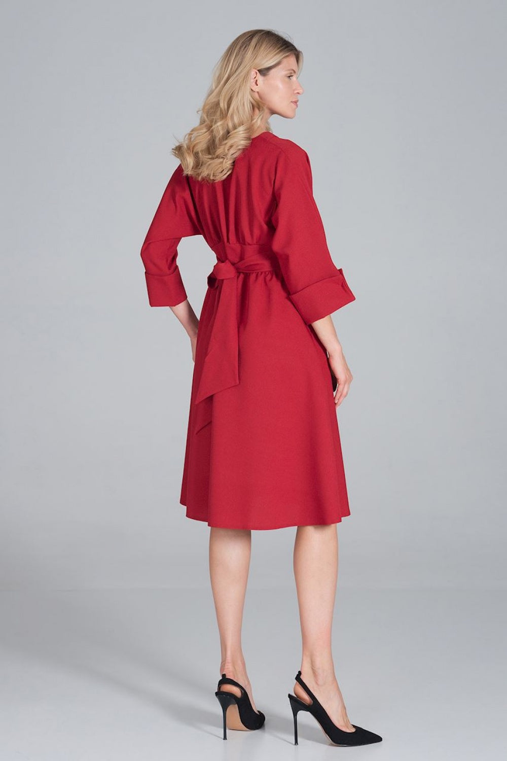 Figl Burgundy Midi Flared Dress - view 3
