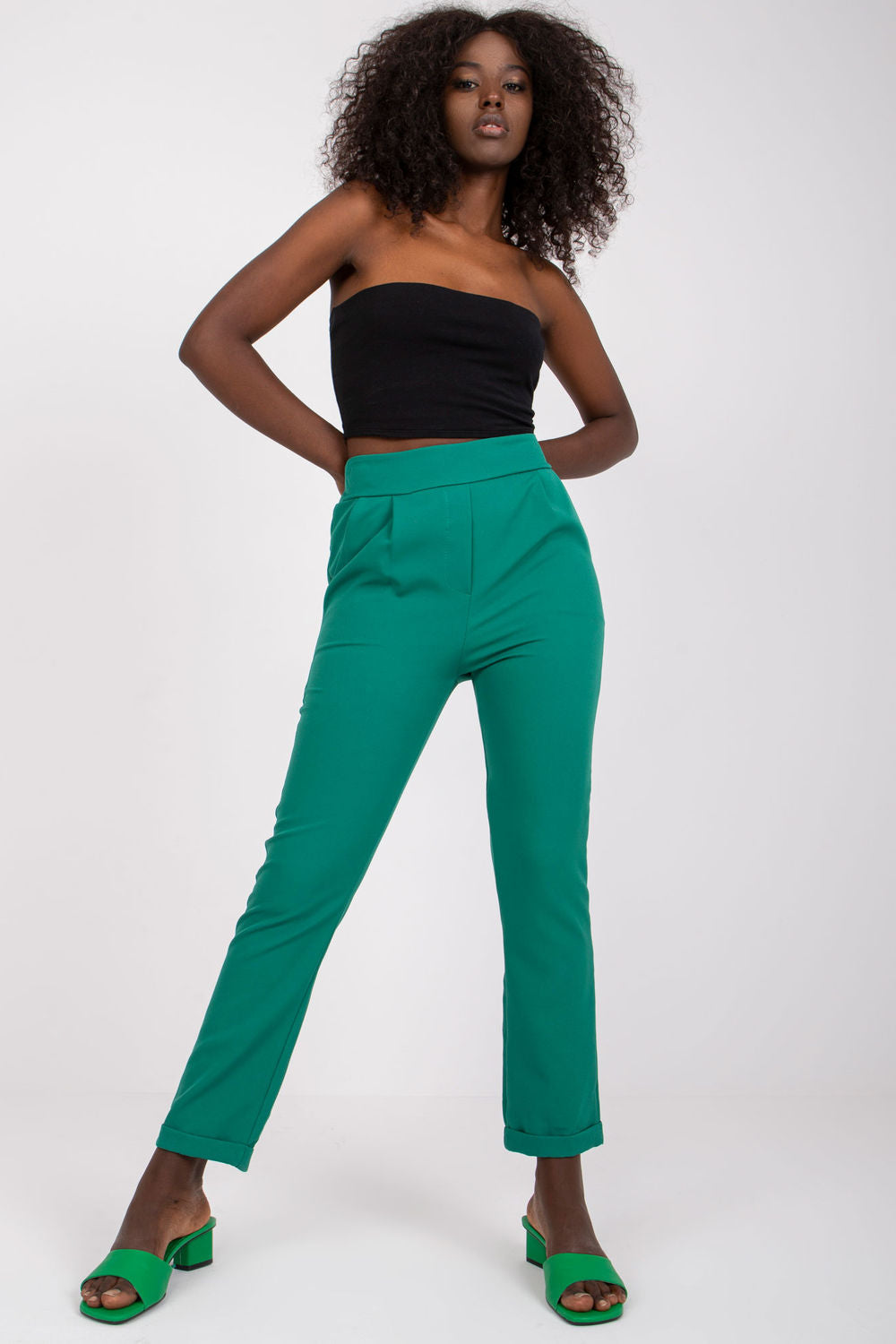 Italy Moda Green High Waisted Trousers