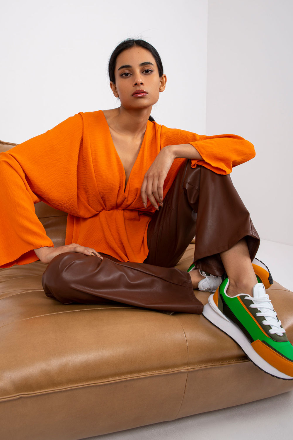 Italy Moda Orange Loose Fit Blouse - view 3