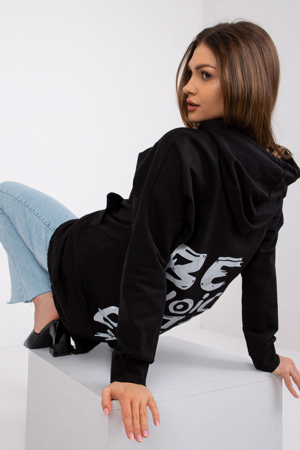 Italy Moda Black Hooded Sweatshirt - view 2