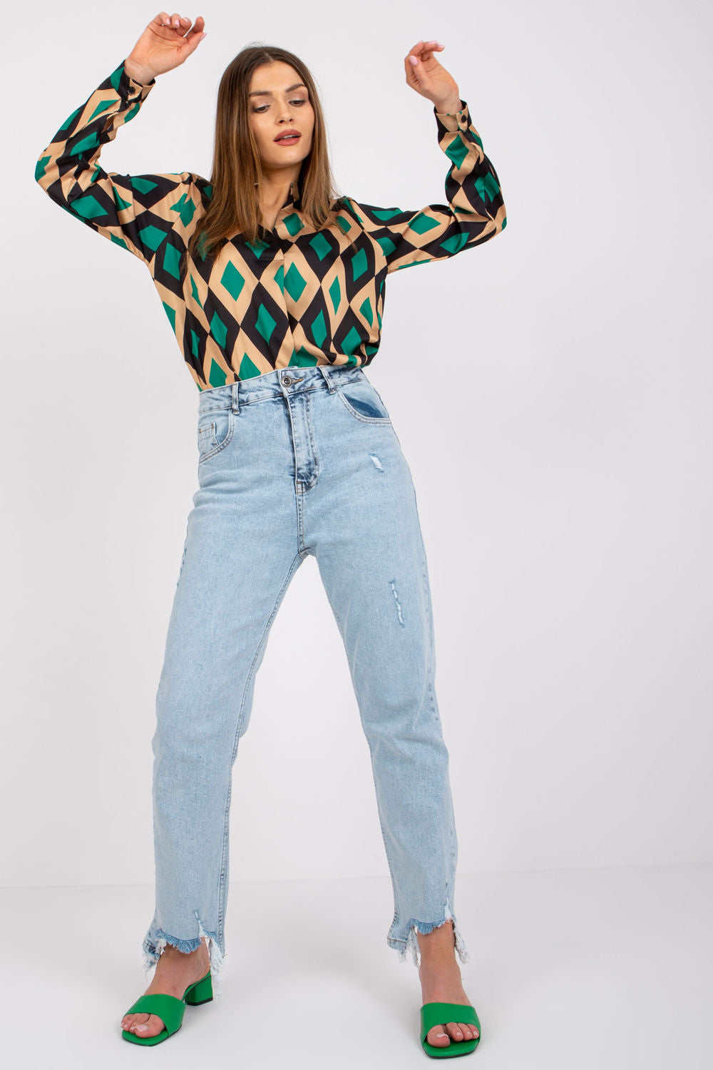Italy Moda Beige Long Sleeve Blouse - view 2