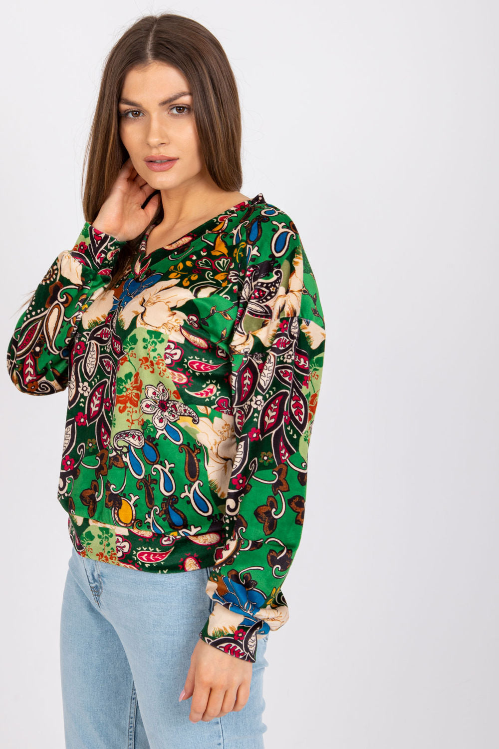 Italy Moda Green Long Sleeve Blouse
