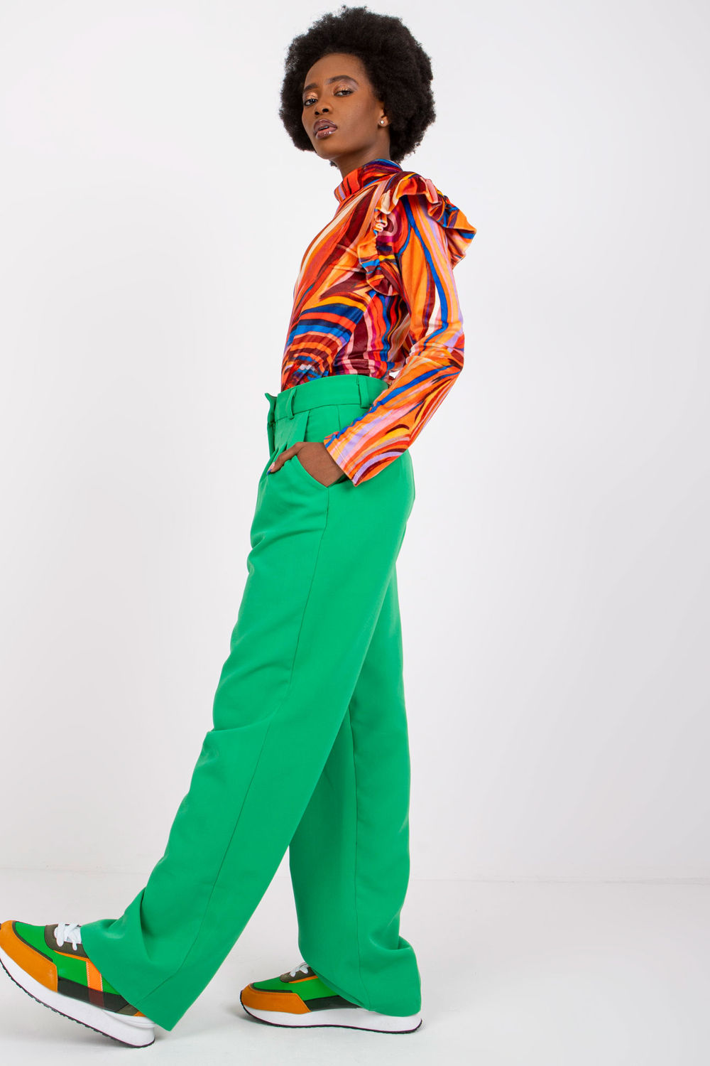 Italy Moda Orange Velvet Long Sleeve Blouse - view 3