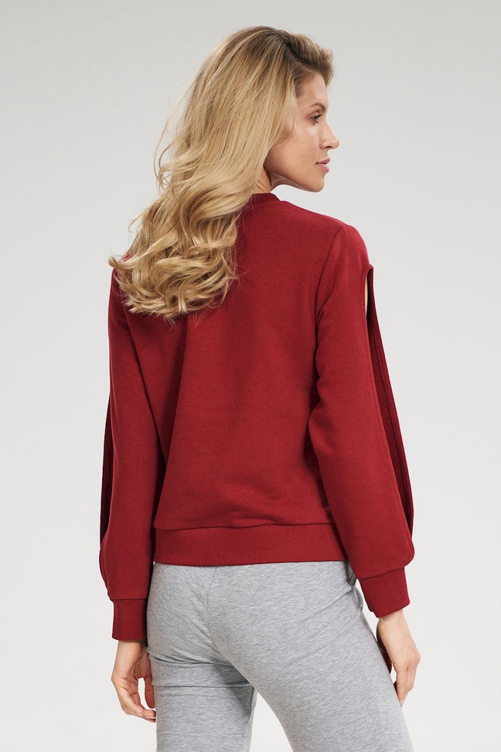 Figl Burgundy Long Sleeve Cotton Sweatshirt - view 3