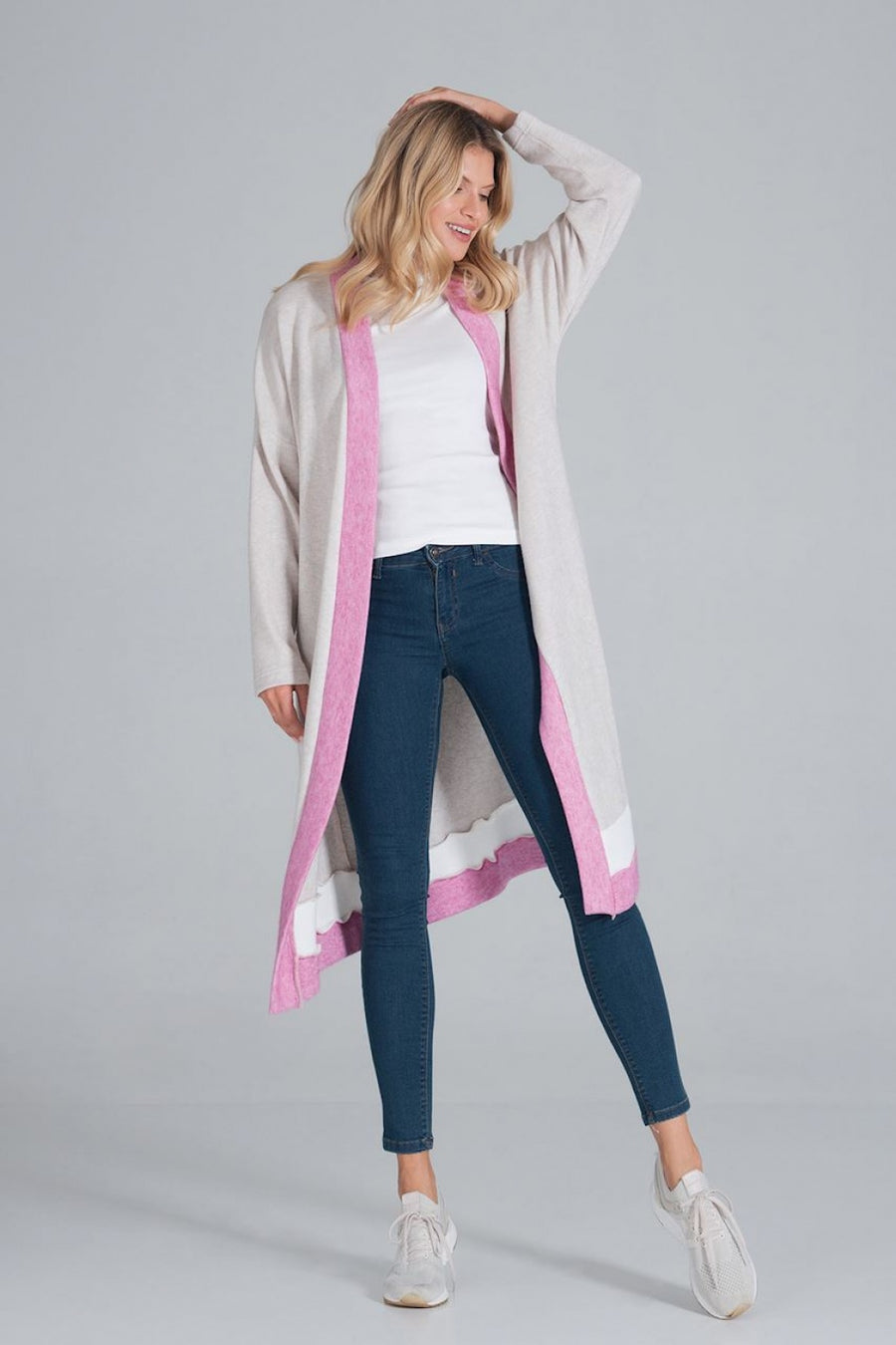 Figl White Long Sleeve Cardigan