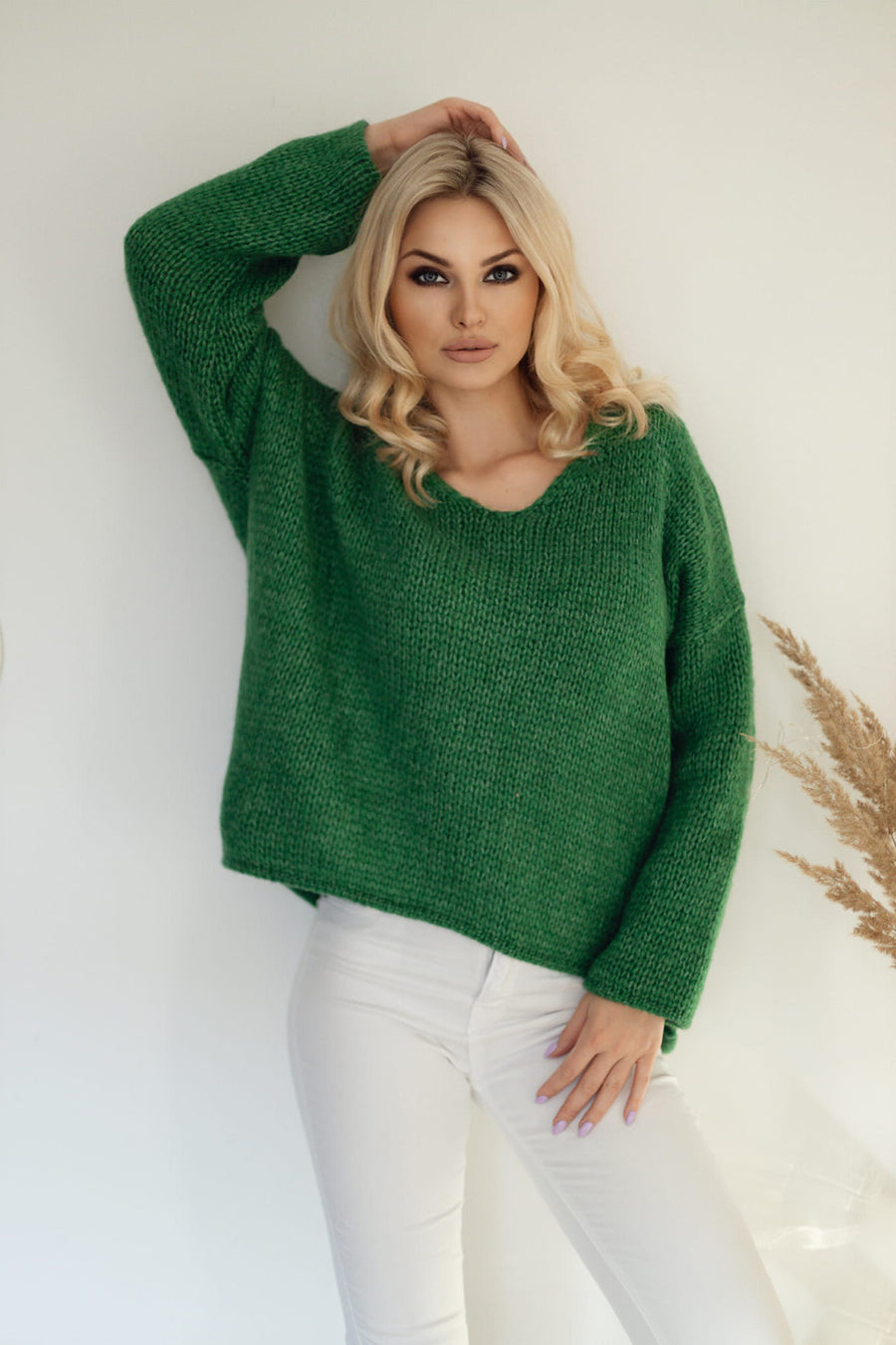 PeeKaBoo Dark Green Oversized Long Sleeve Jumper